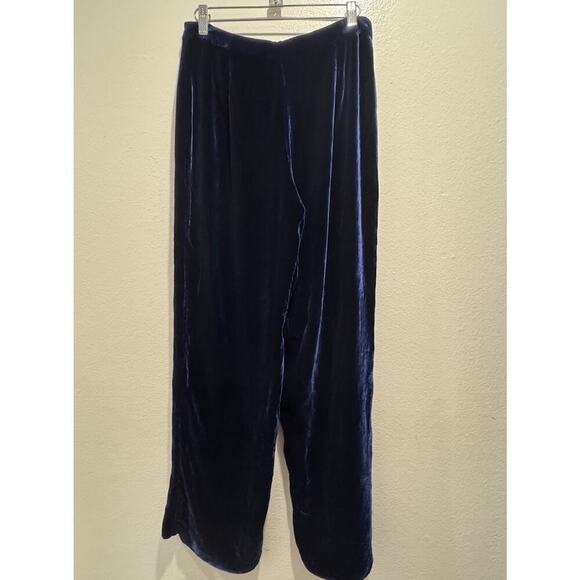 Vintage Merona Y2K Blue Velvet Silk Blend Mid Rise Pants Dark Romantic Glam - Picture 3 of 7